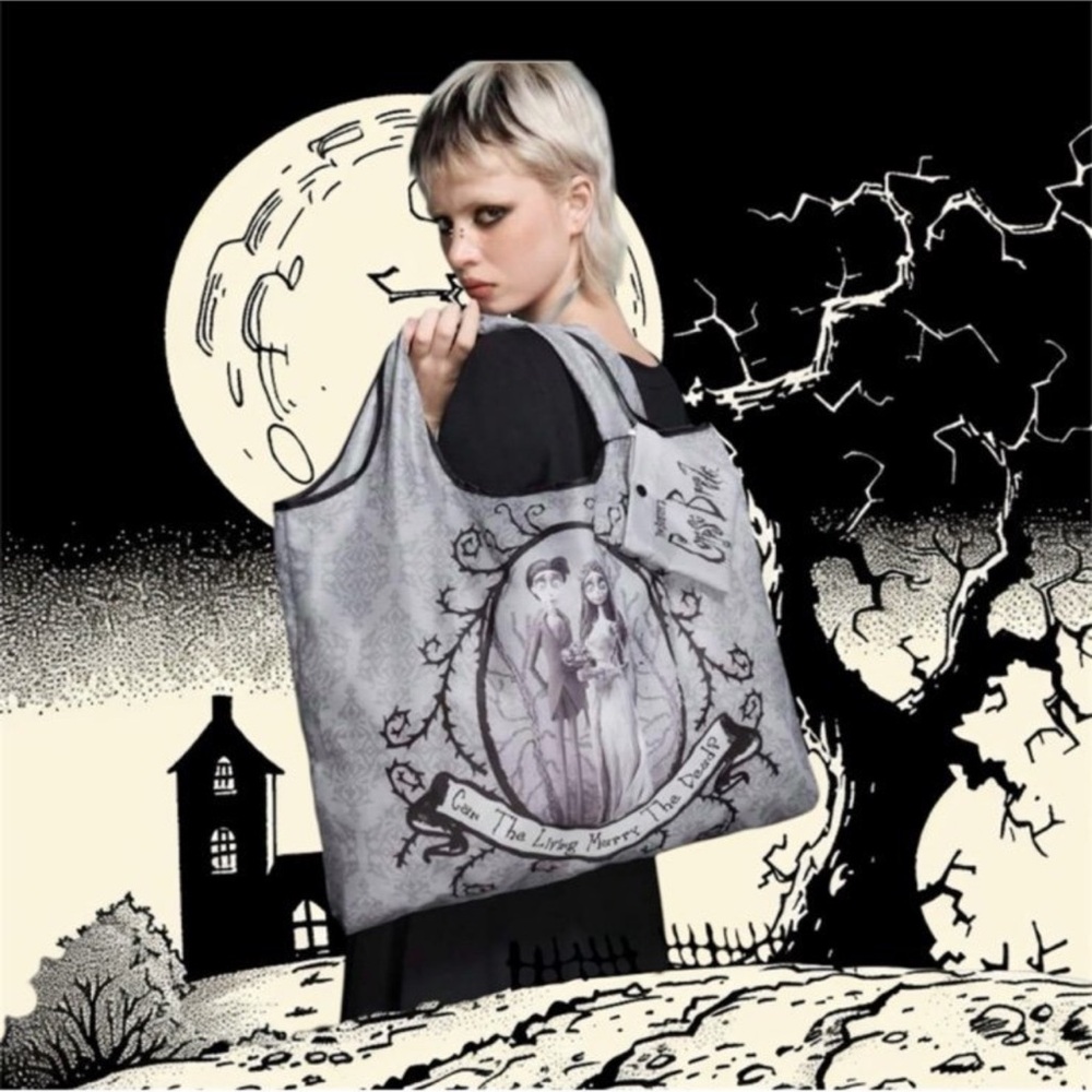 Tim Burton Gothic Gray Tote Bag - Picture 1 of 10